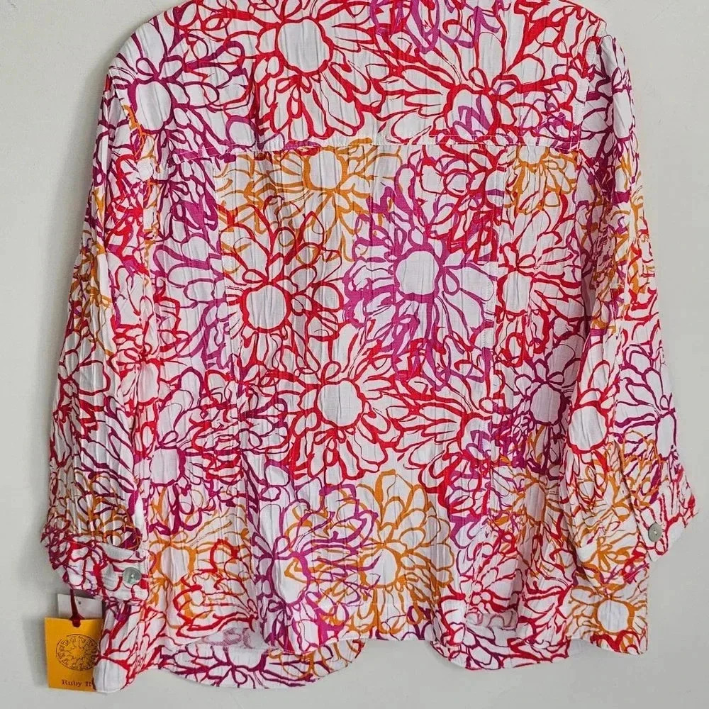 Ruby Rd Print Button‎ Down top 16W NWT - Picture 6 of 6